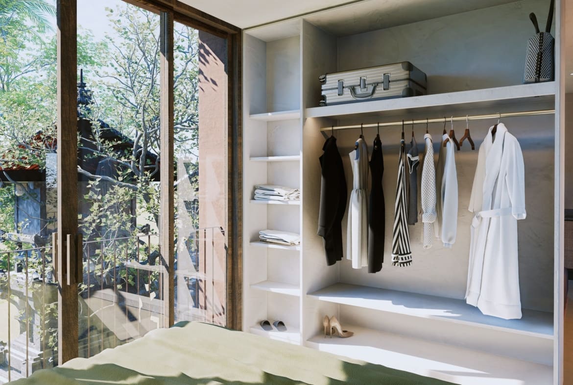 Bedroom inside boutique apartment in Buduk