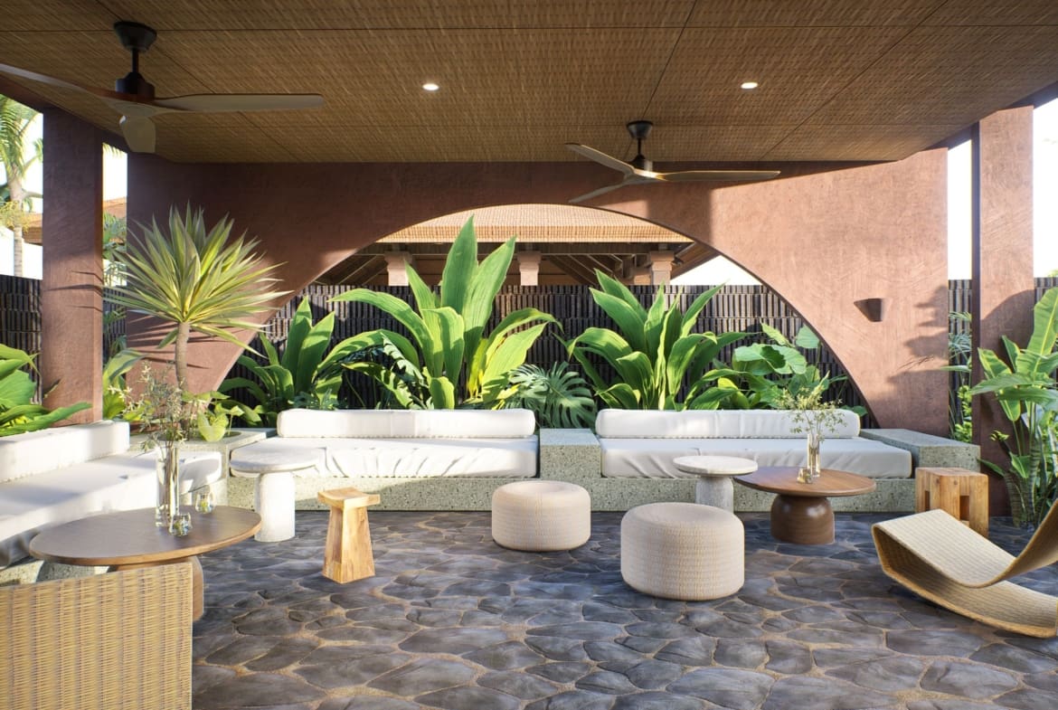 Common lounge inside boutique apartment in Buduk