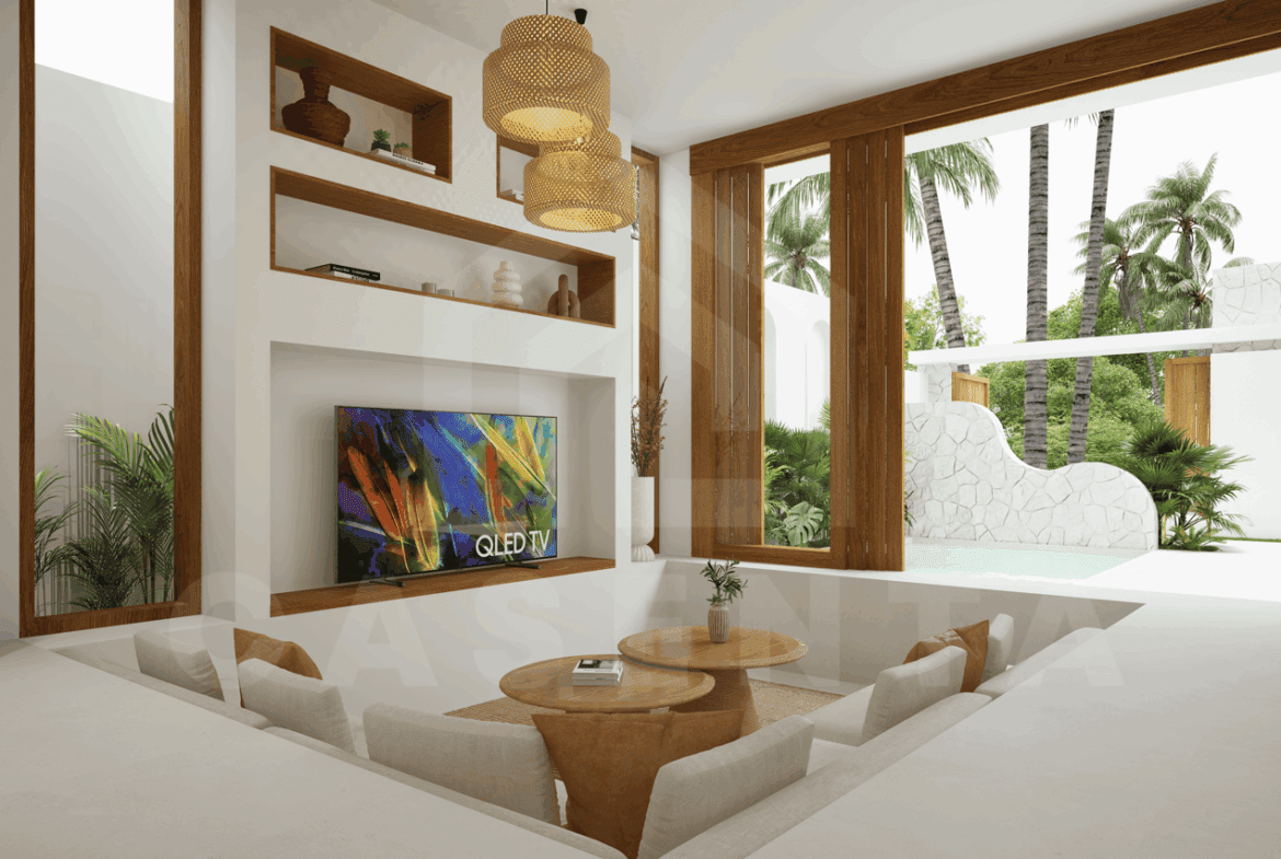 Living area inside exclusive 2 bedroom villa in Balangan