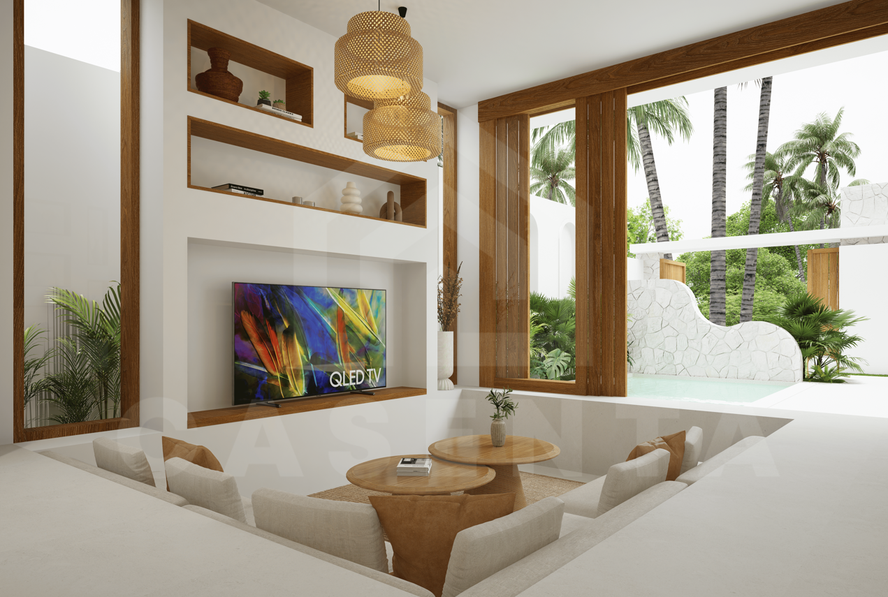 Living area inside exclusive 2 bedroom villa in Balangan