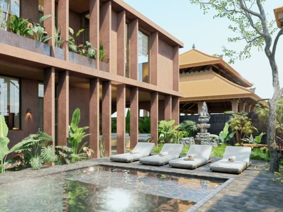 Outdoor area of boutique apartment in Buduk