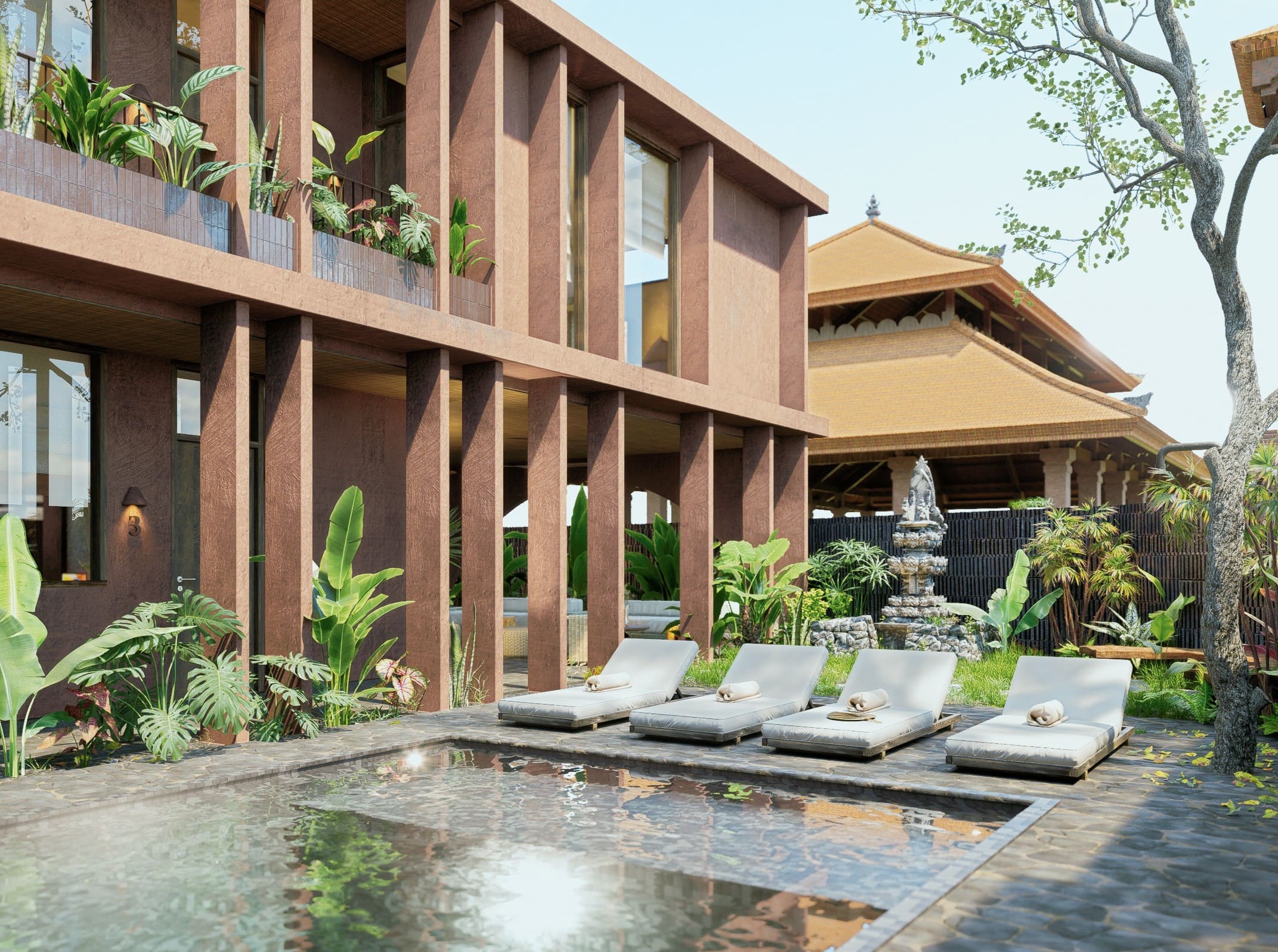 Outdoor area of boutique apartment in Buduk