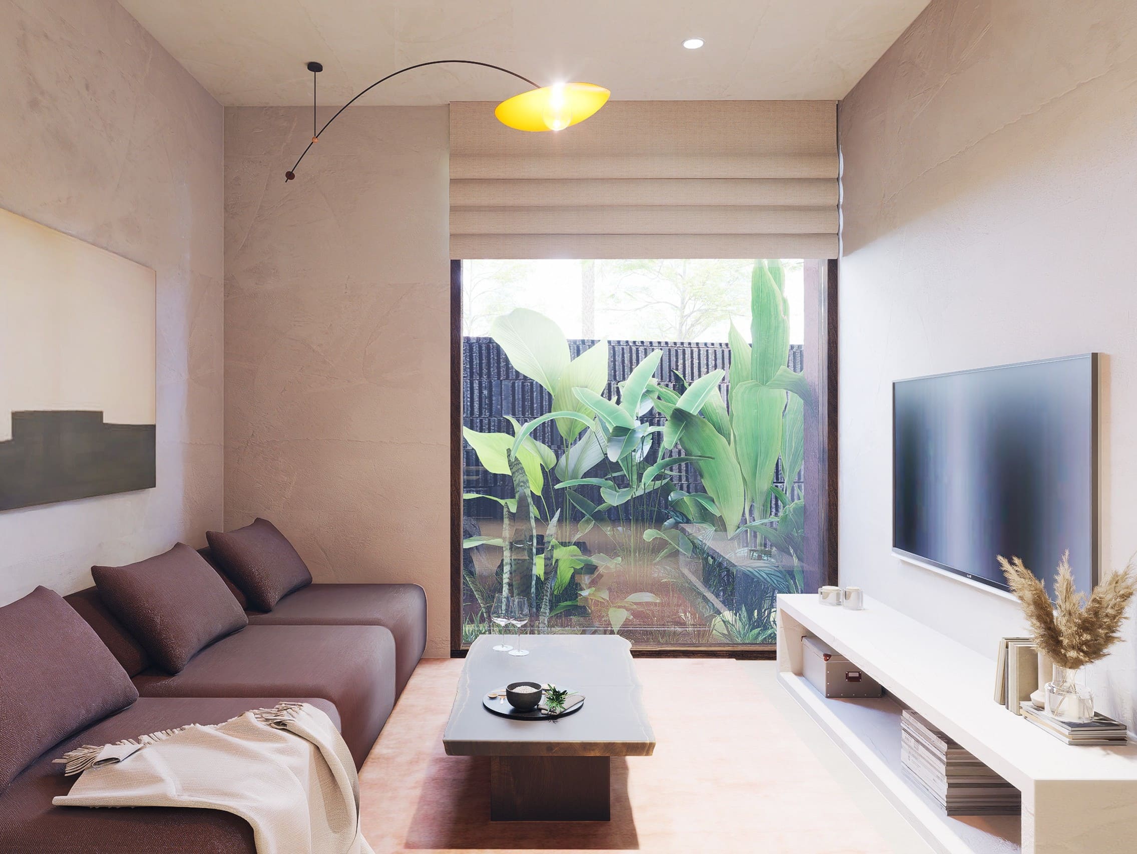 Living area inside boutique apartment in Buduk