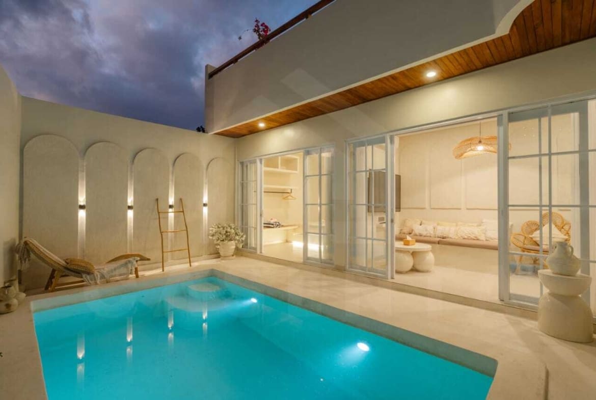 Outdoor area of charming Mediterranean villa in Ungasan