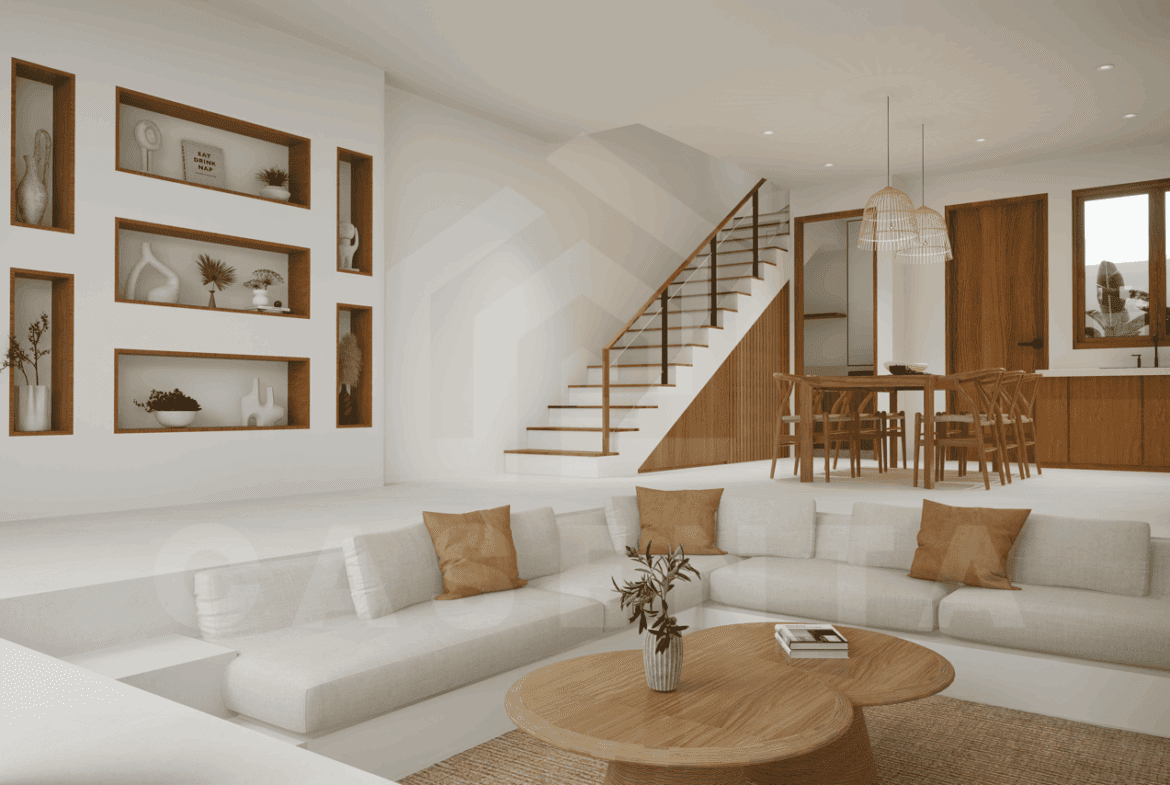 Living area inside exclusive 2 bedroom in Balangan