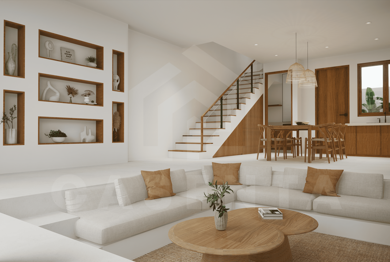 Living area inside exclusive 2 bedroom in Balangan