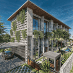 Outside view of trendy lofts in Ubud