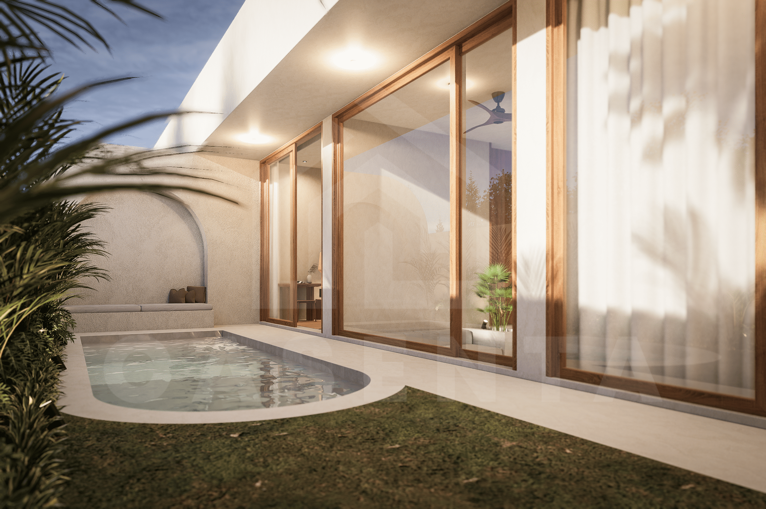 Outdoor area of convenient 2 bedroom villa in Tumbak Bayuh