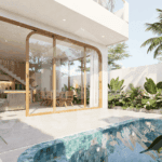 Private pool and outdoor lounge at Balangan Bali villa