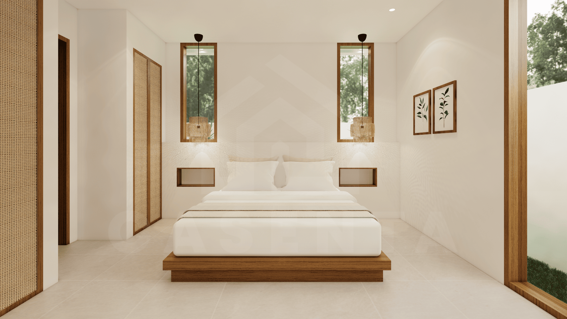 Bedroom inside elegant villa in Uluwatu