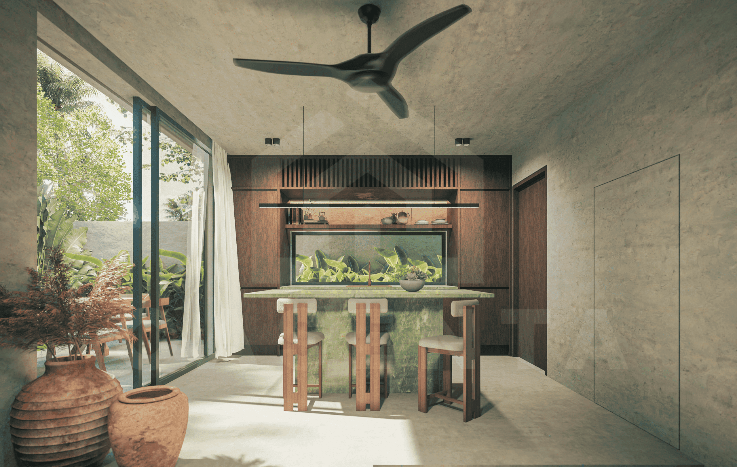 Kitchen inside stunning 1 bedroom villa in Bingin's strategic locale