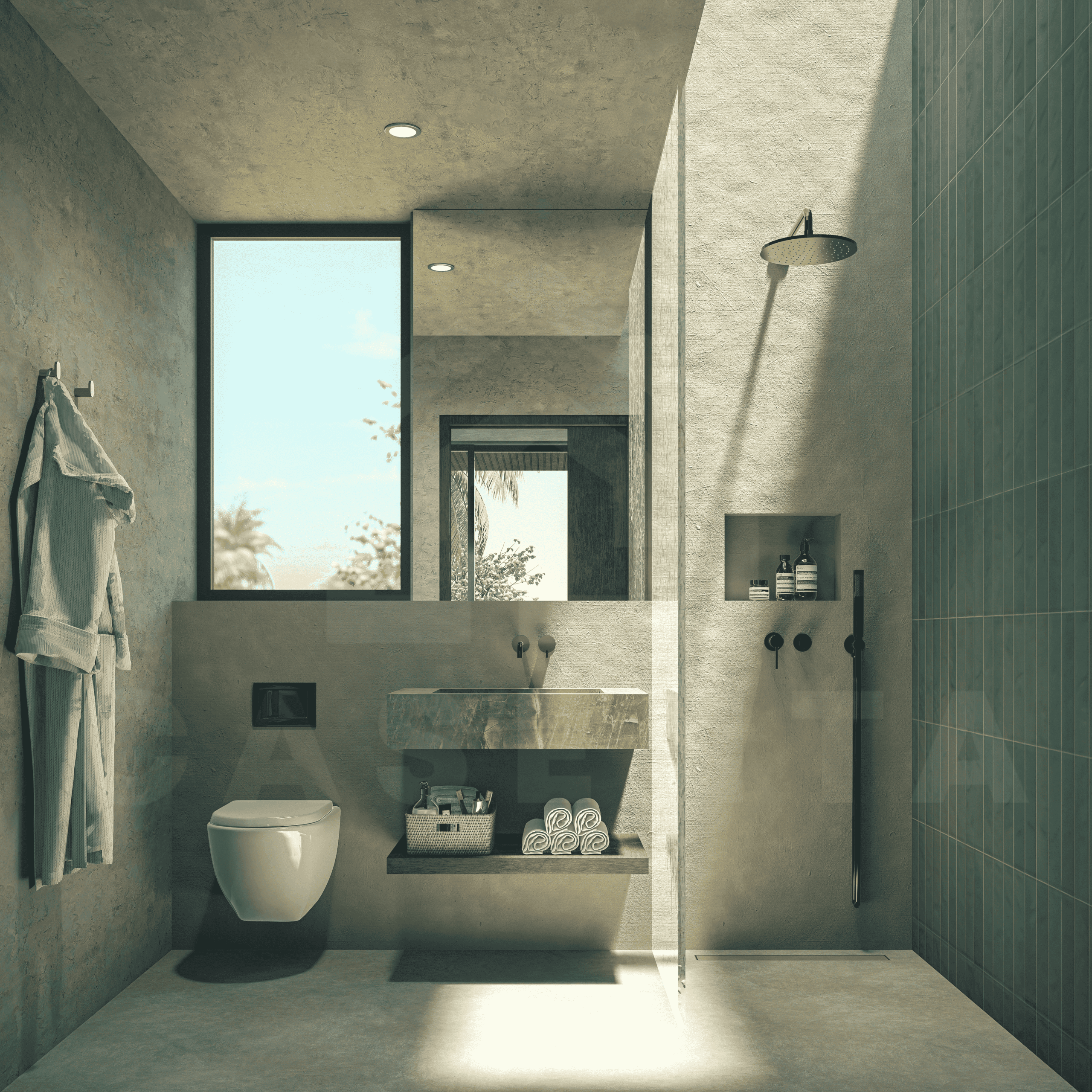 Bathroom inside stunning 1 bedroom villa in Bingin's strategic locale