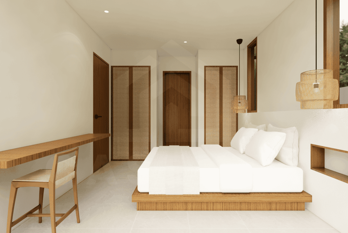 Bedroom inside elegant villa in Uluwatu