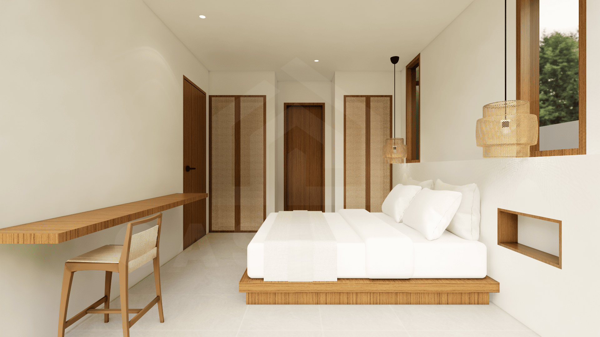 Bedroom inside elegant villa in Uluwatu