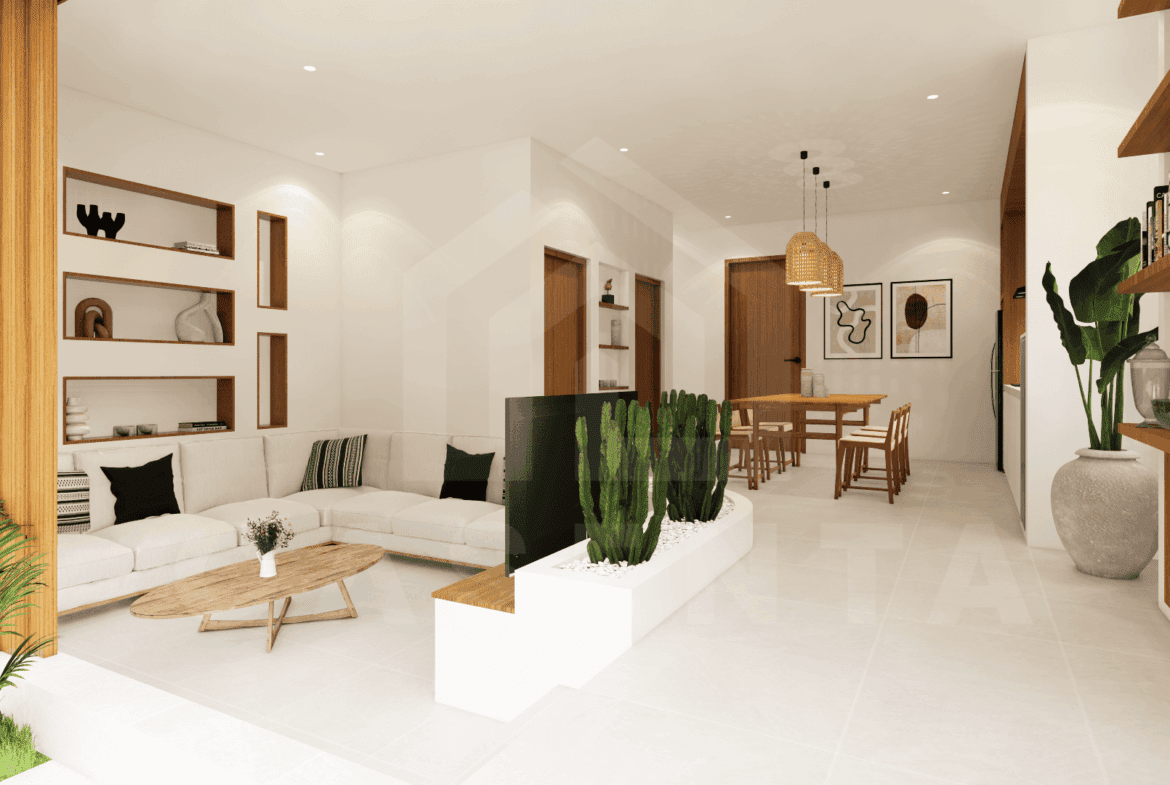 Living area inside elegant villa in Uluwatu