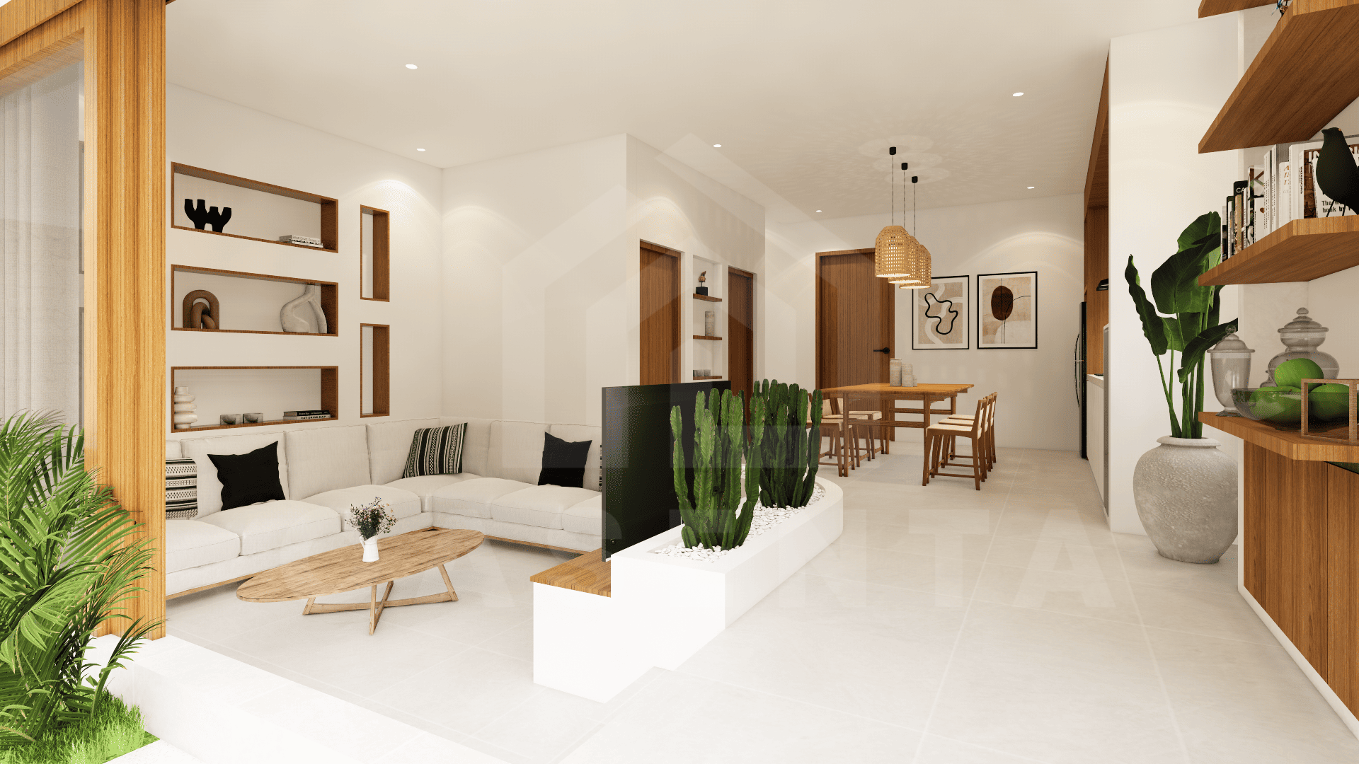 Living area inside elegant villa in Uluwatu