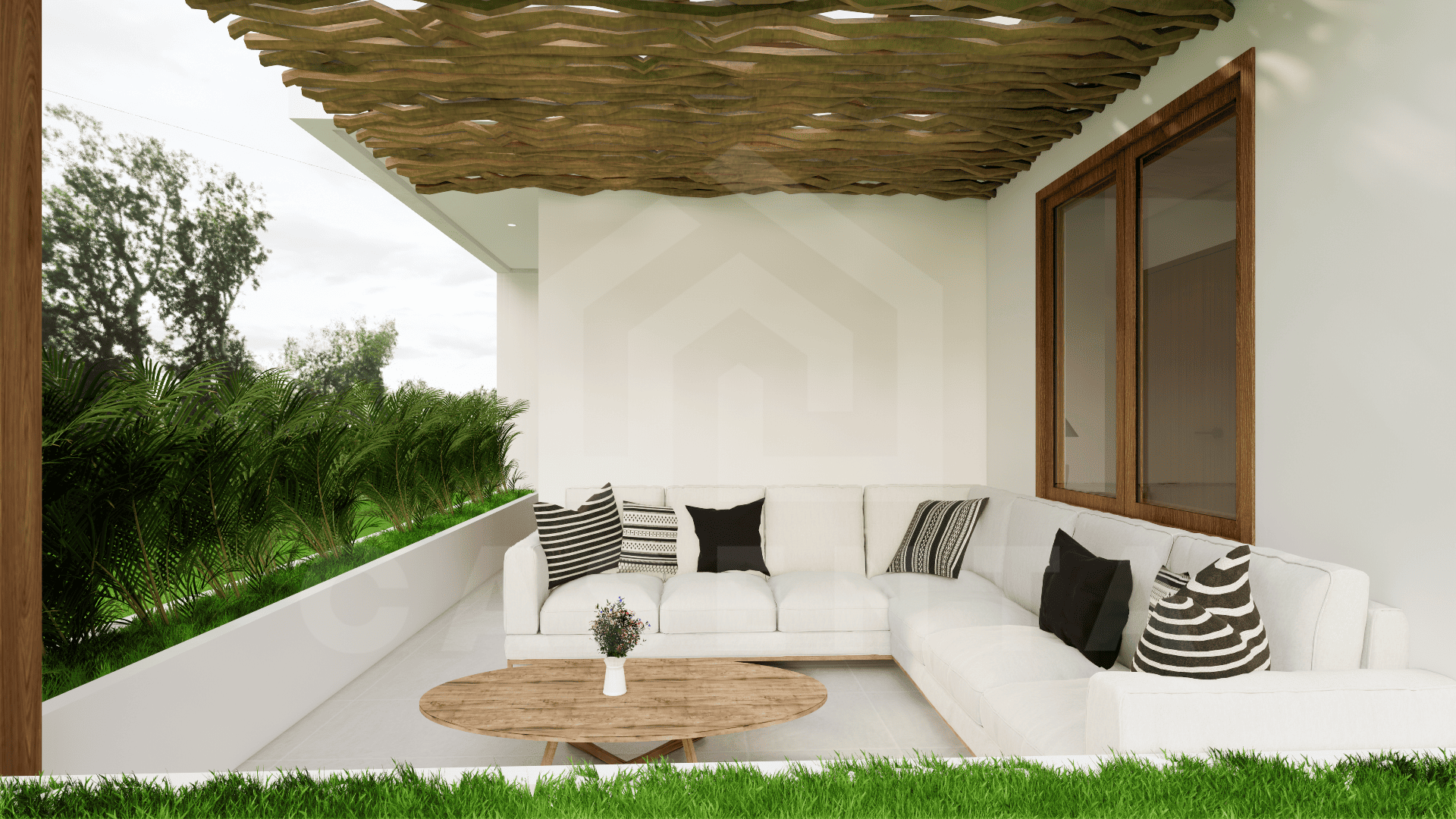 Balcony inside elegant villa in Uluwatu