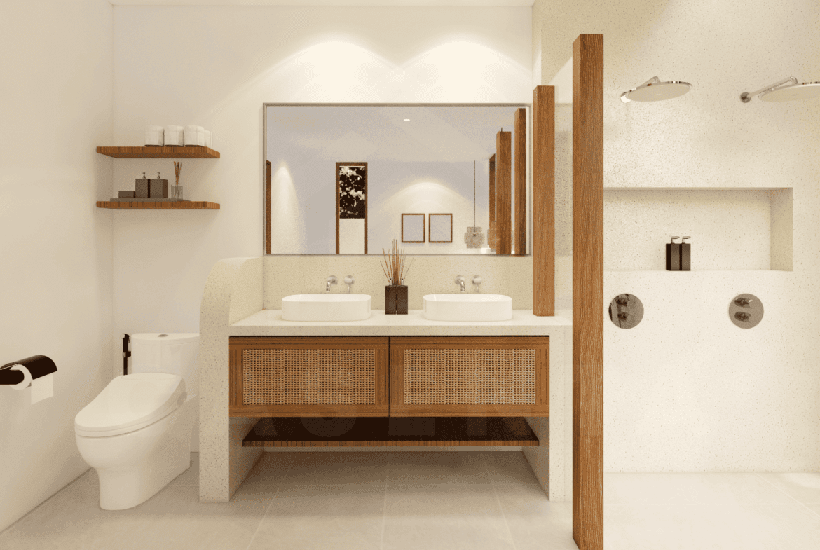 Bathroom inside elegant 3 bedroom villa in Uluwatu