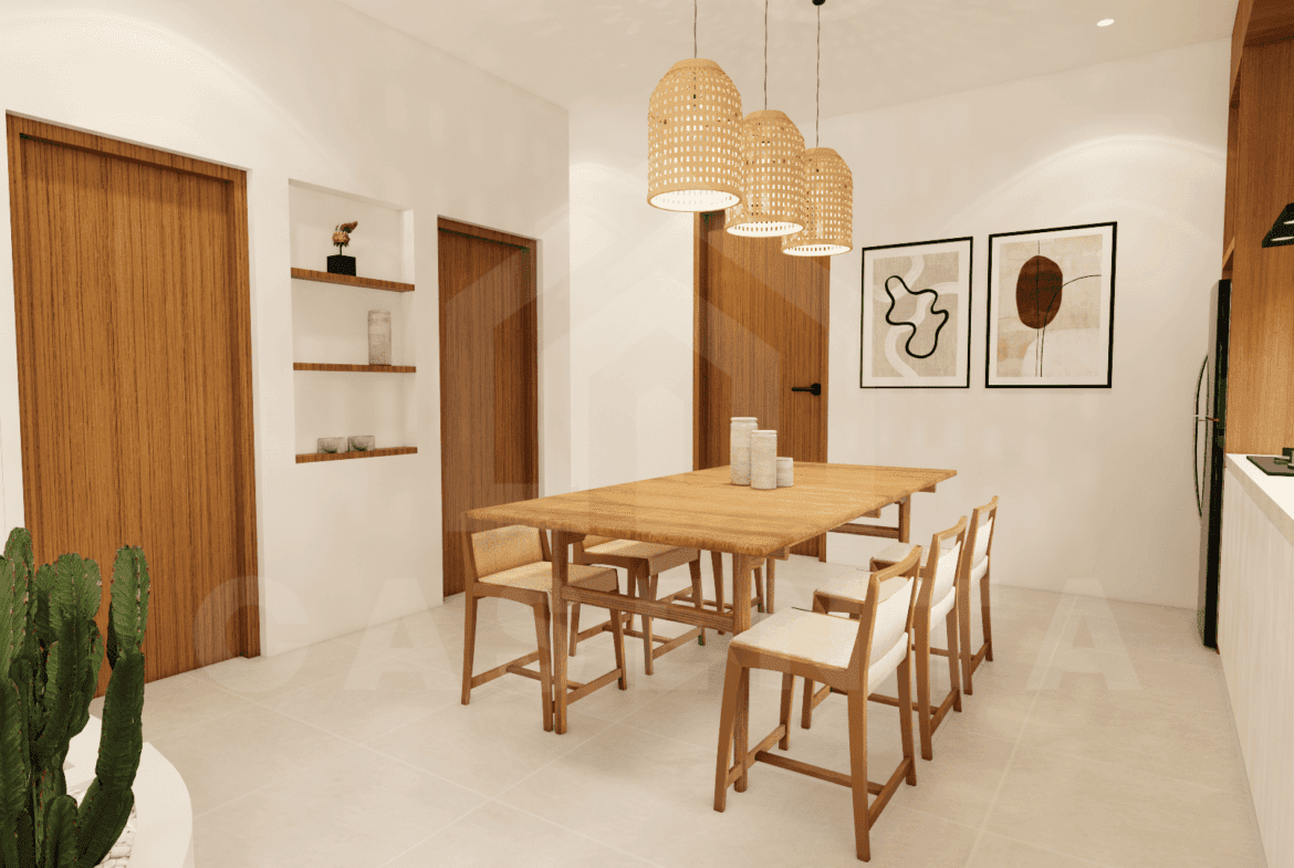 Dining space inside elegant villa in Uluwatu