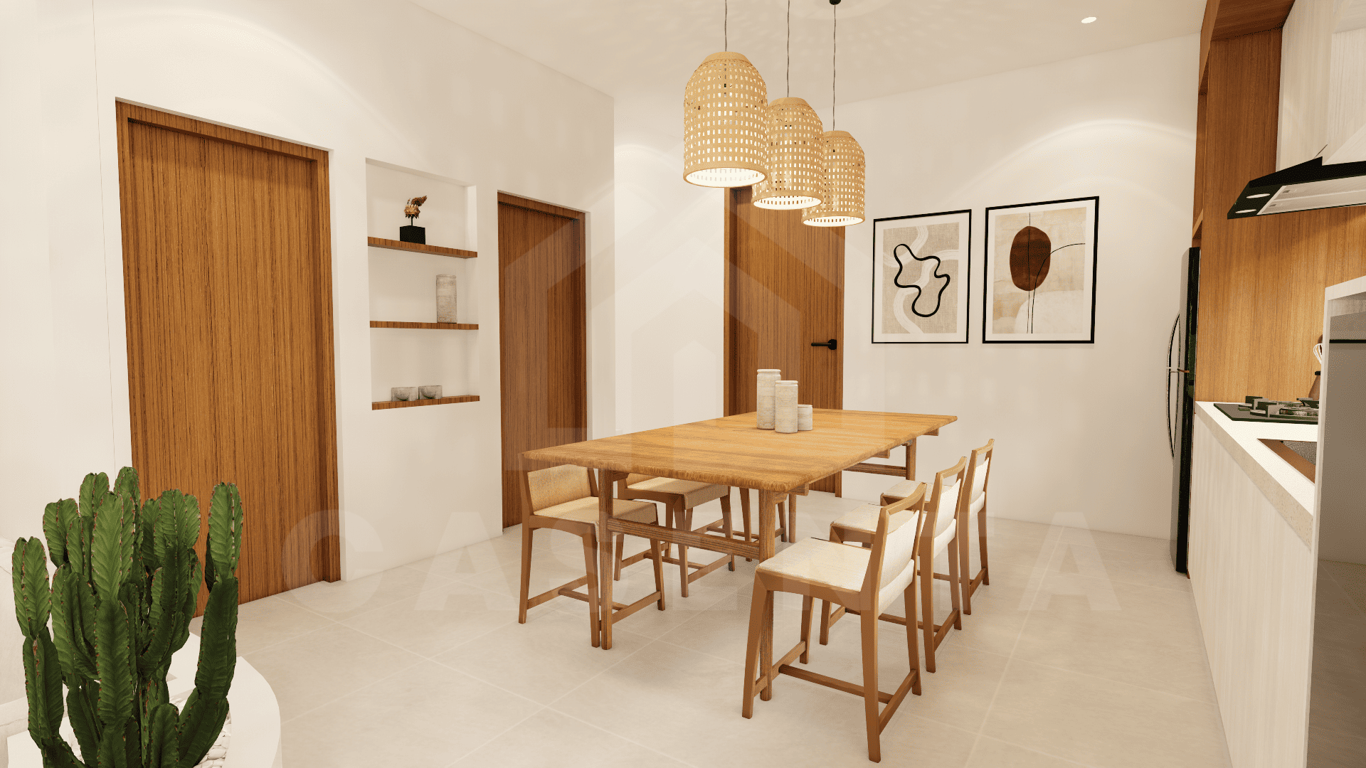 Dining space inside elegant villa in Uluwatu