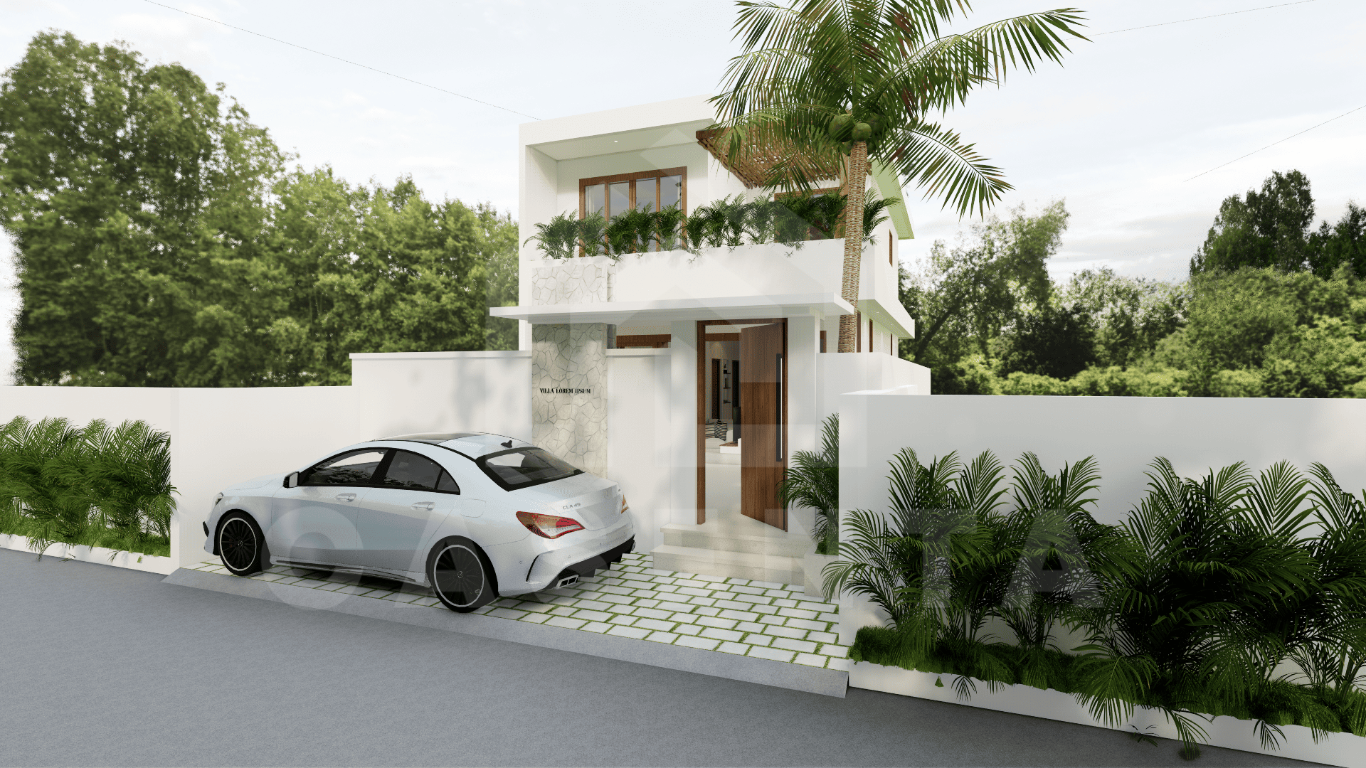 Facade of elegant villa in Uluwatu