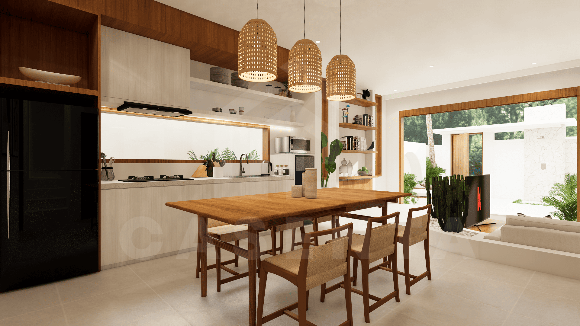 Kitchen/dining inside elegant villa in Uluwatu