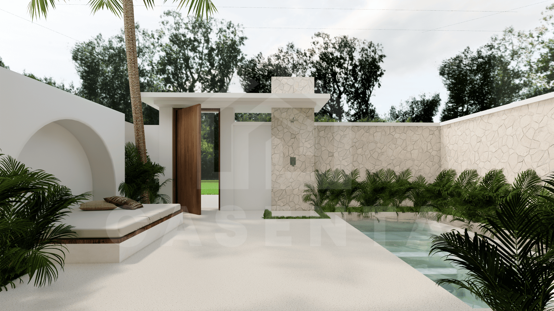 Outdoor area of elegant villa in Uluwatu
