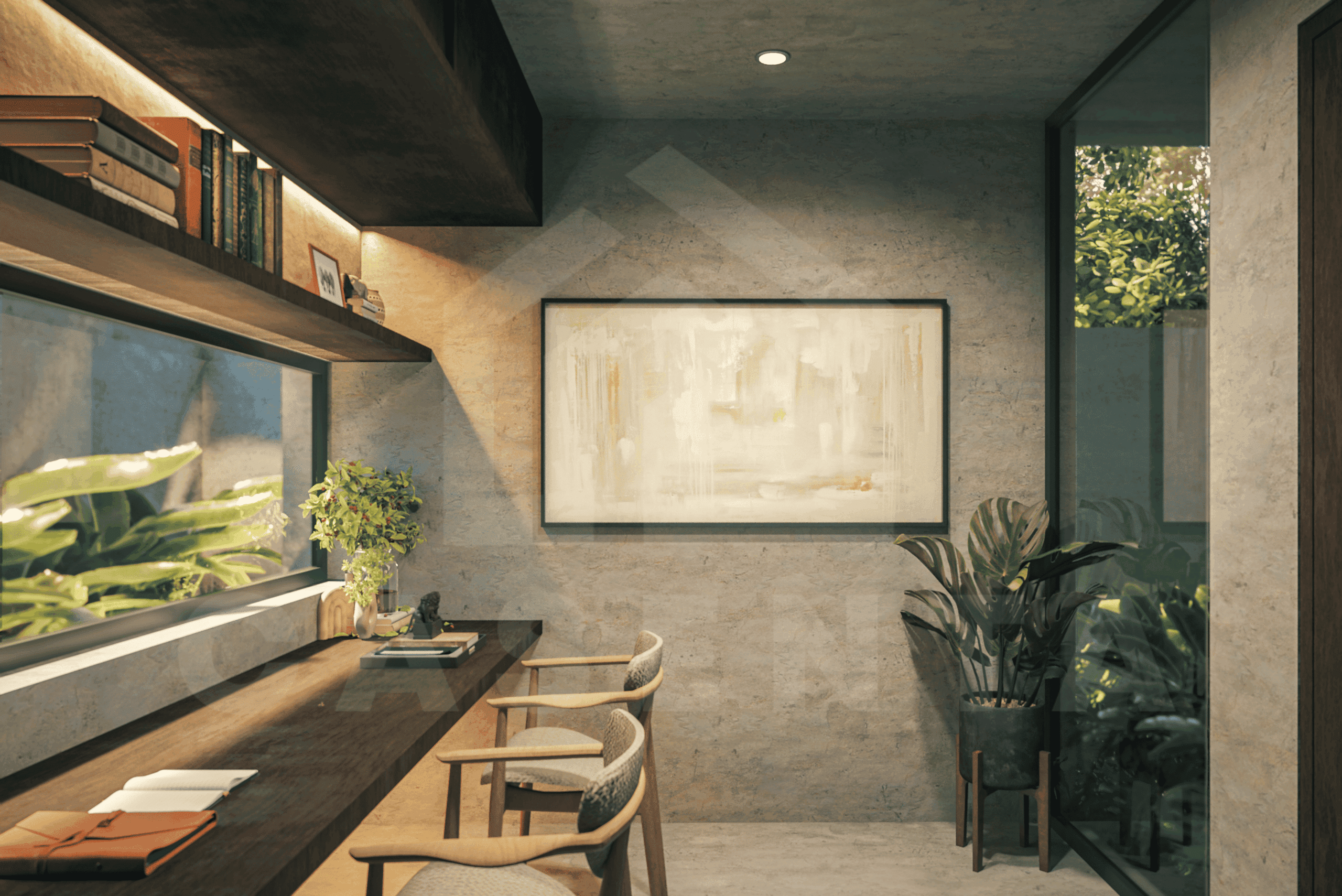 Private workspace and study corner in Bingin leasehold villa.