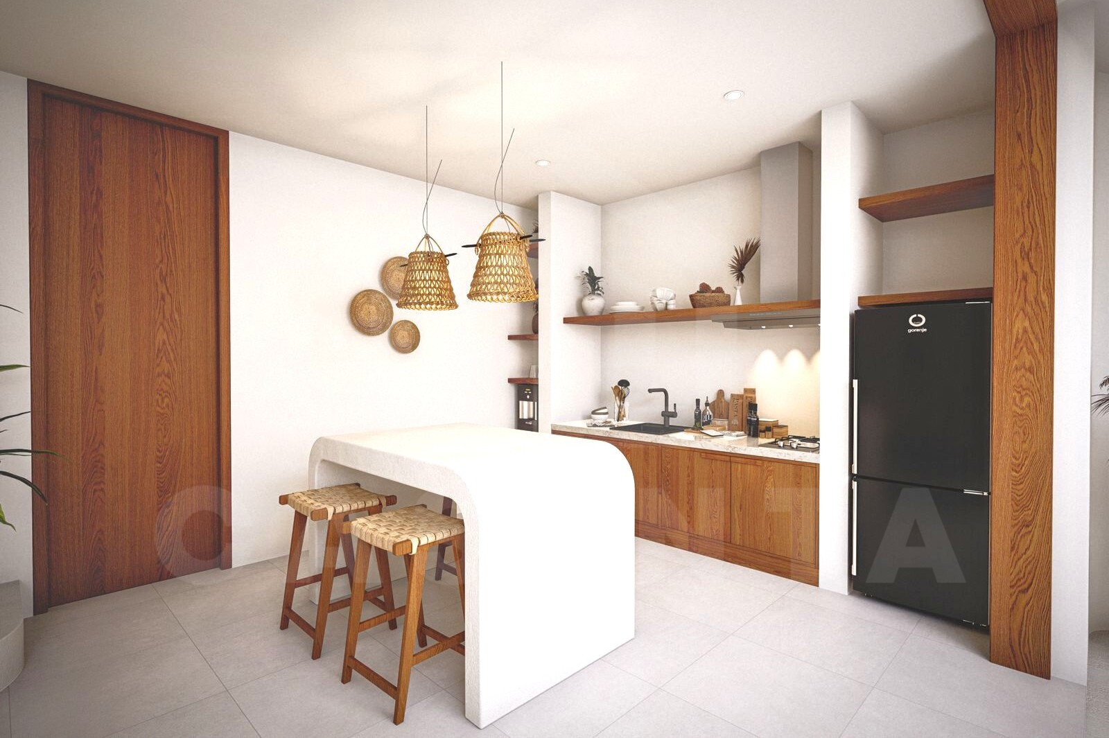 Contemporary villa kitchen in Balangan Bali