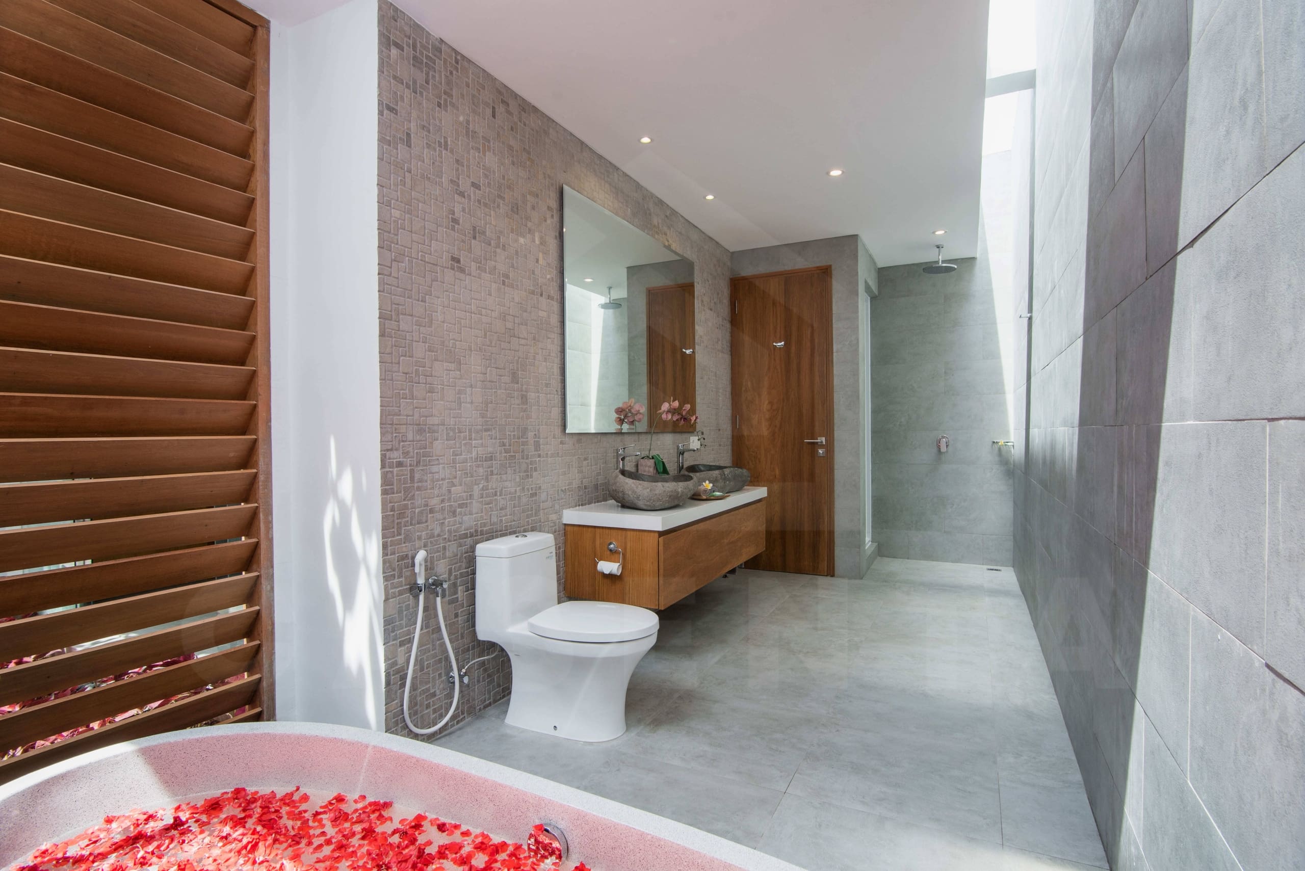 Luxury bathroom shower area in leasehold villa Berawa Canggu