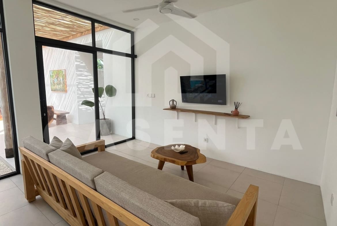 Bright living room in modern villa Tabanan with enclosed tropical design