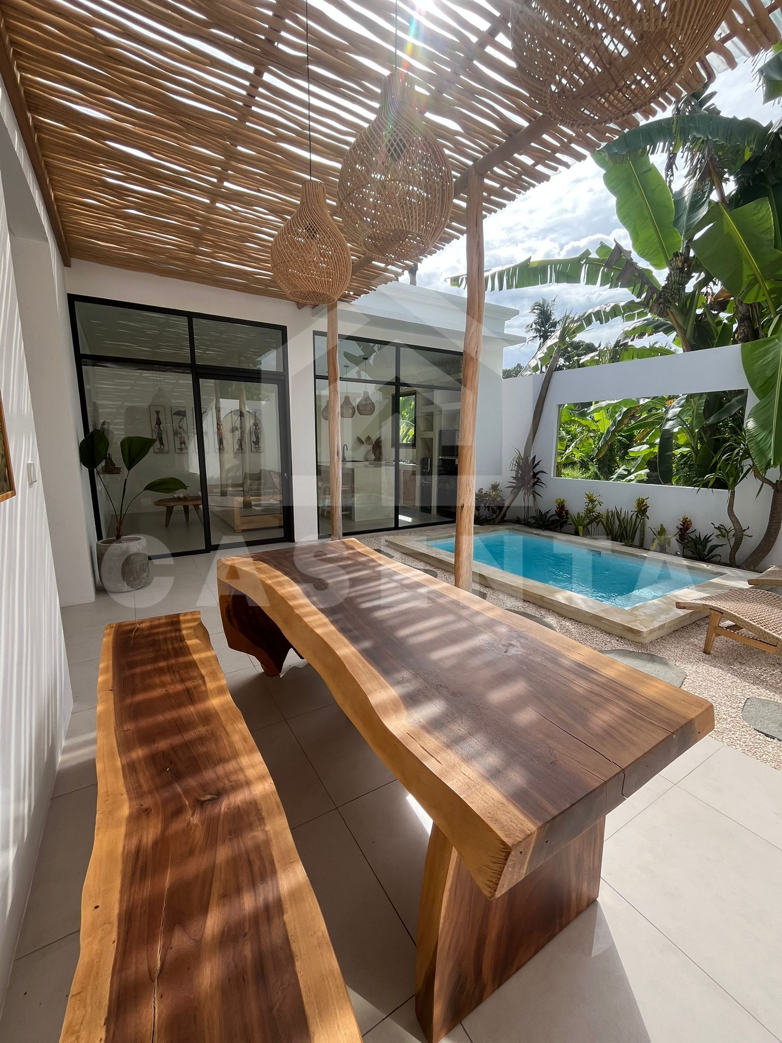 Open dining area in tropical modern villa Tabanan
