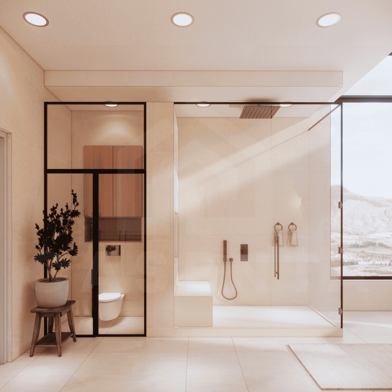 Modern ensuite bathroom in Babakan villa for sale