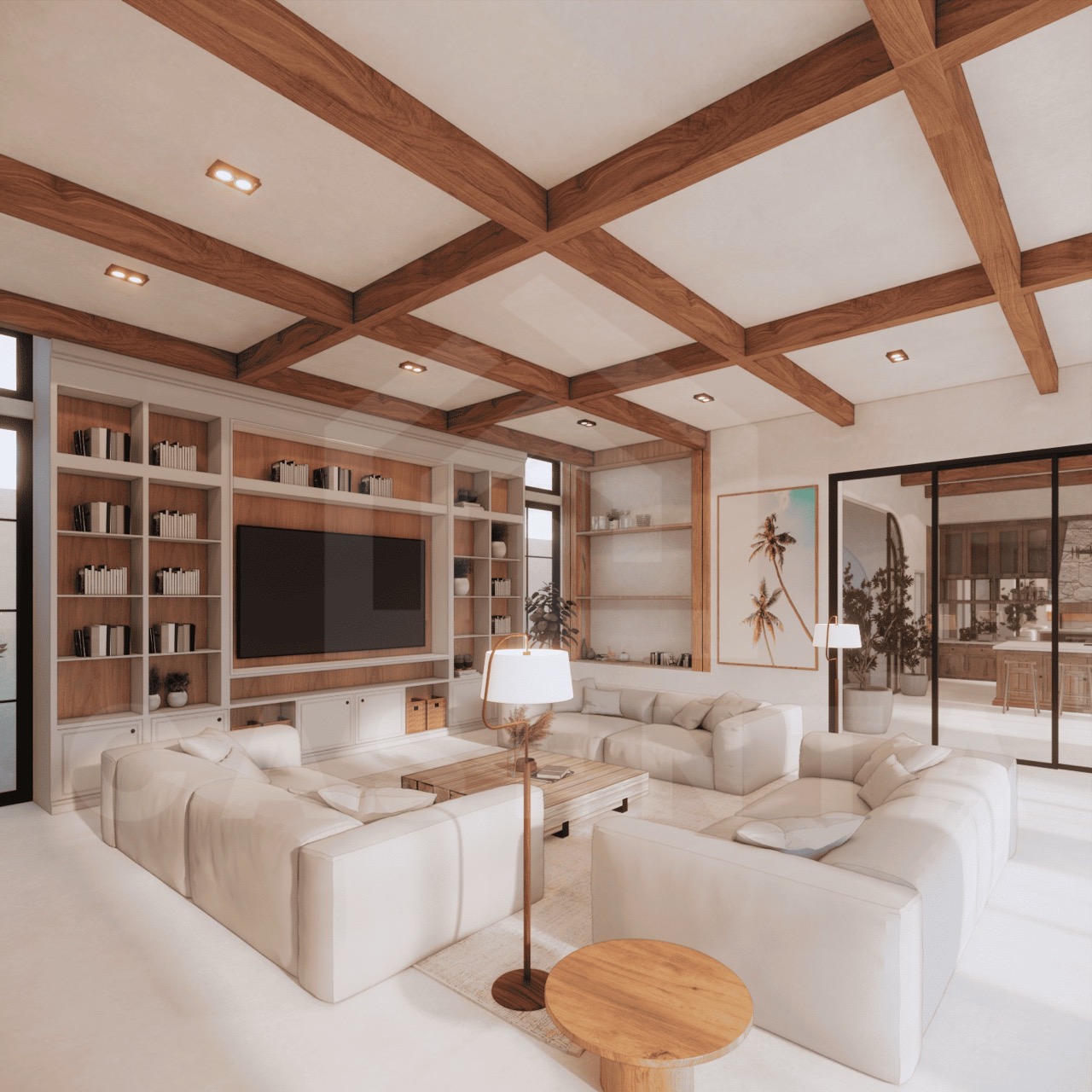 Open living area of Babakan off-plan villa with natural light and modern design