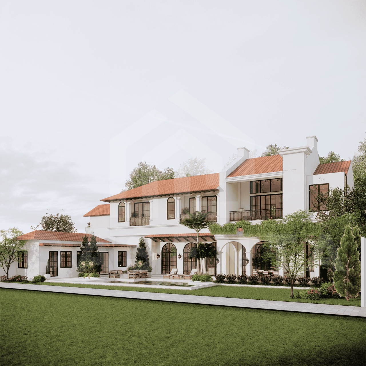 Mediterranean-inspired Babakan off-plan villa facade with pool and terrace
