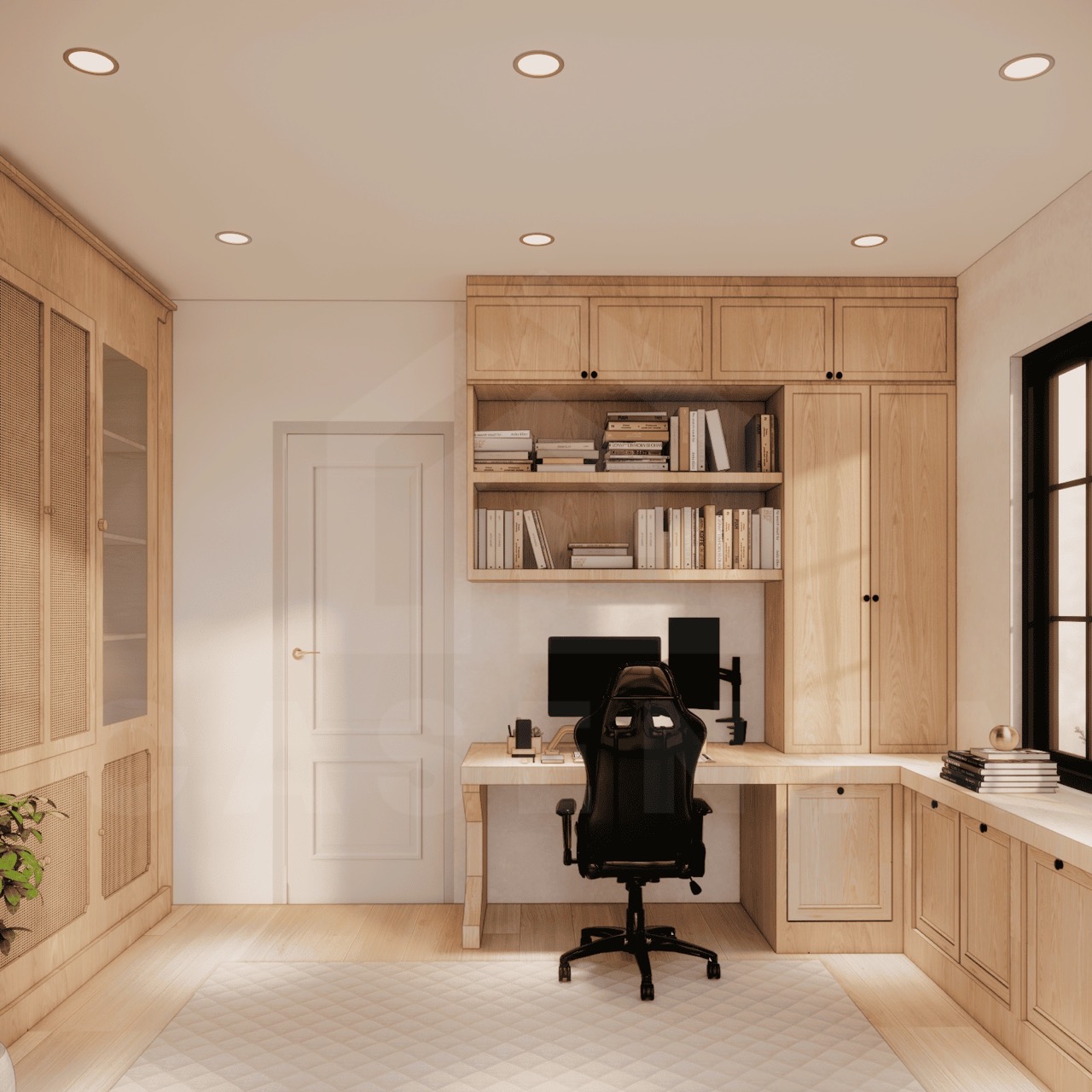 Home office in Babakan villa with modern interior design