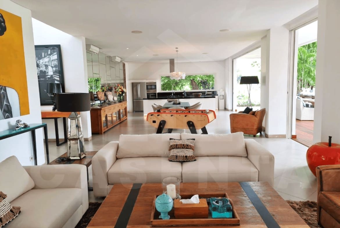 Open-plan living area in Kerobokan family villa