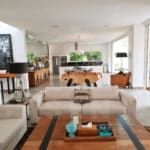 Open-plan living area in Kerobokan family villa