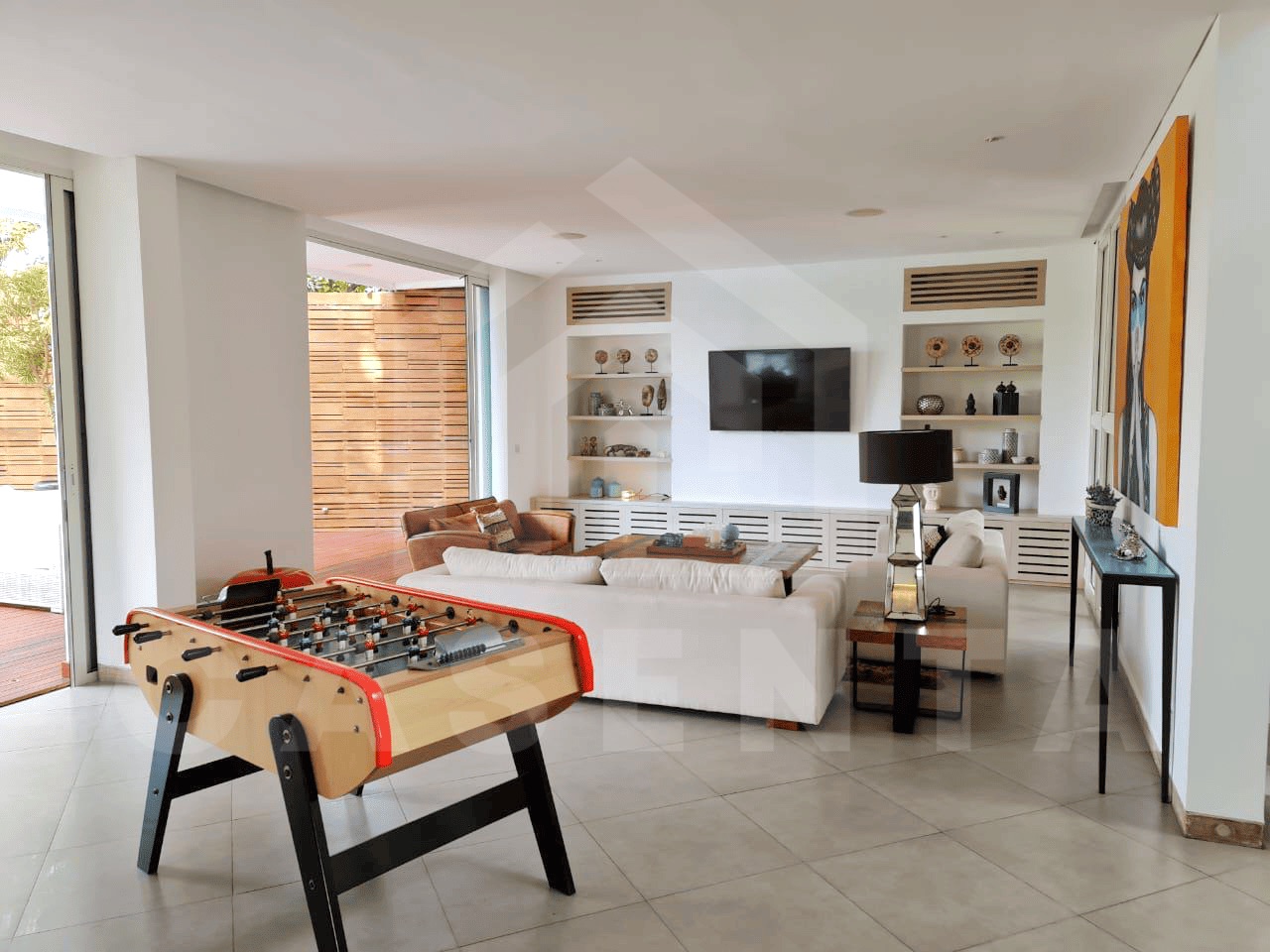 Contemporary family living area in Kerobokan villa