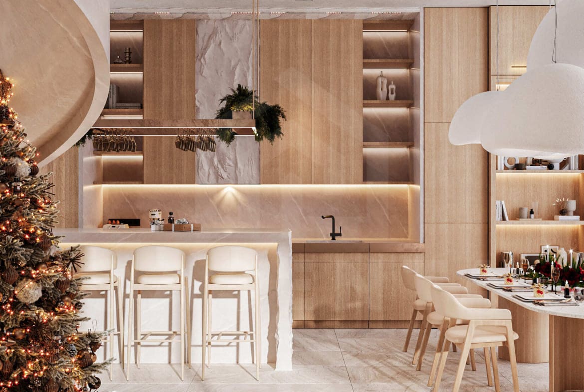 Seseh villa fully equipped modern kitchen and dining bar