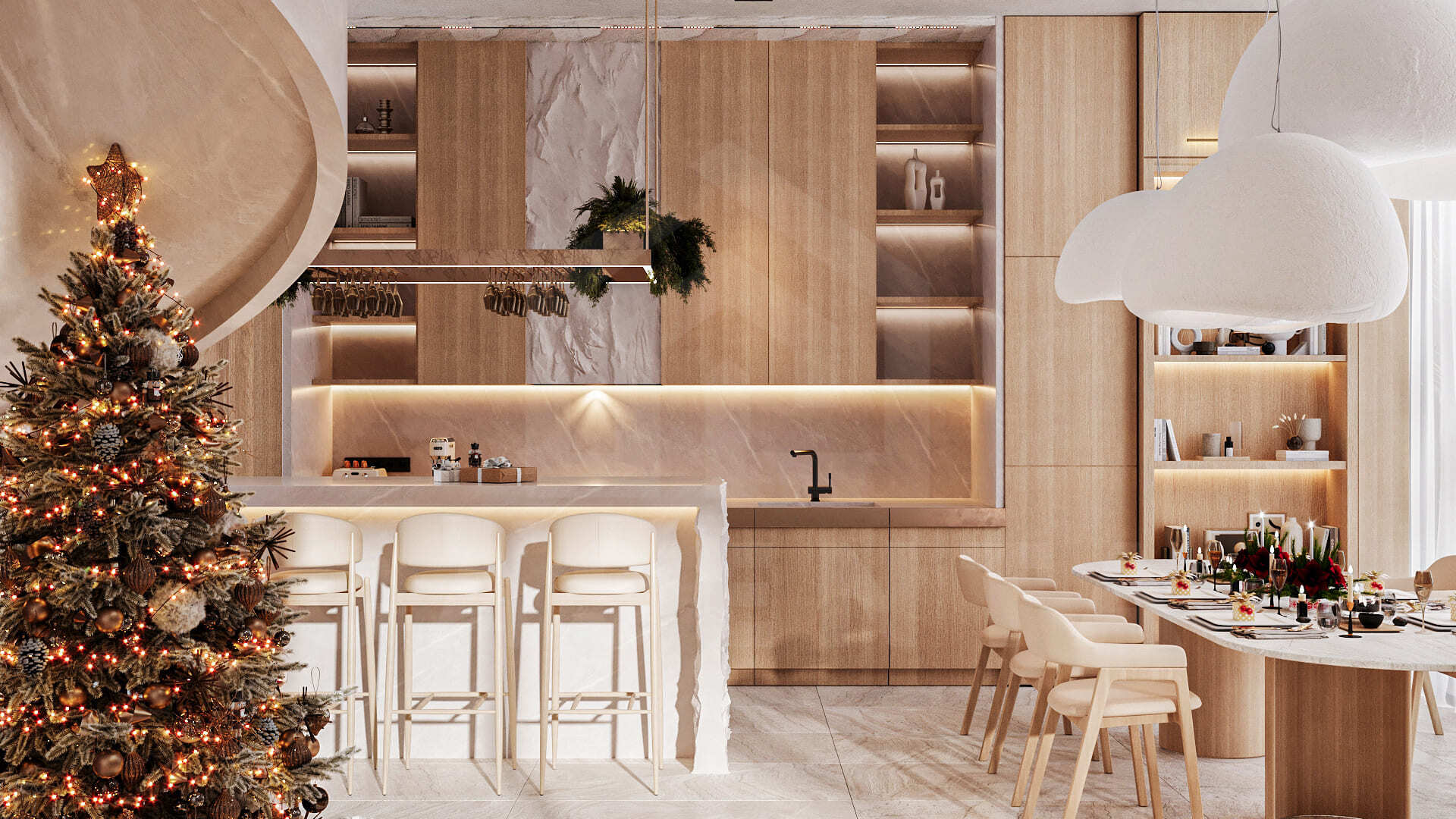 Seseh villa fully equipped modern kitchen and dining bar