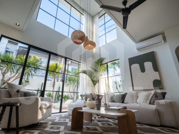 Double-height living area in modern Umalas villa