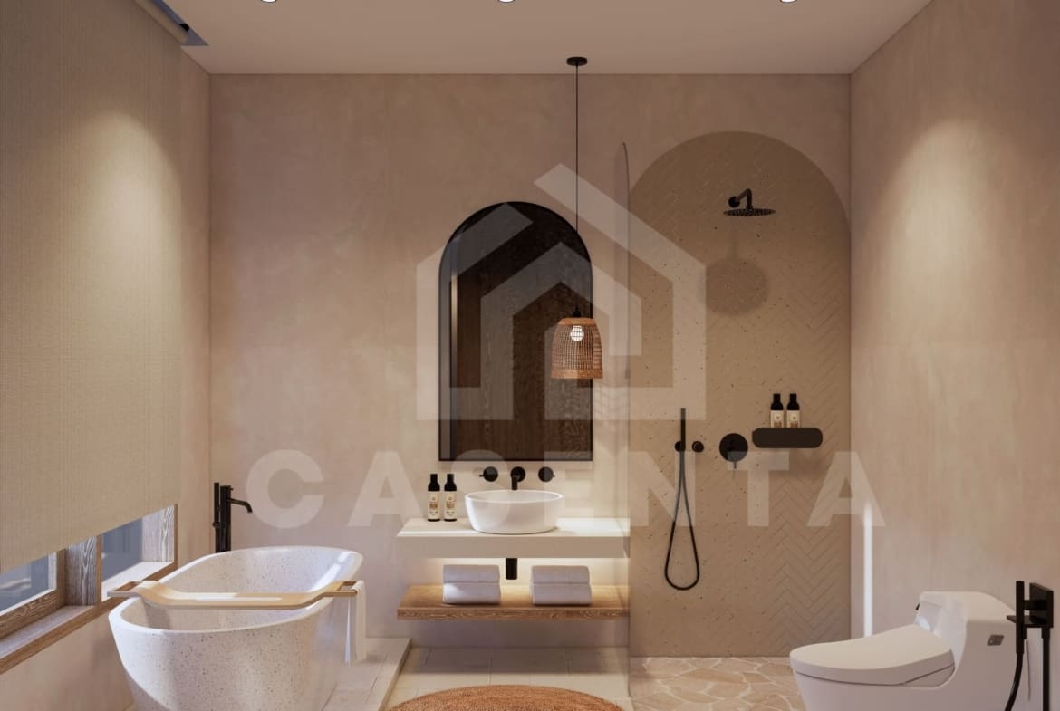 Contemporary bathroom in Mediterranean villa in Uluwatu Pecatu