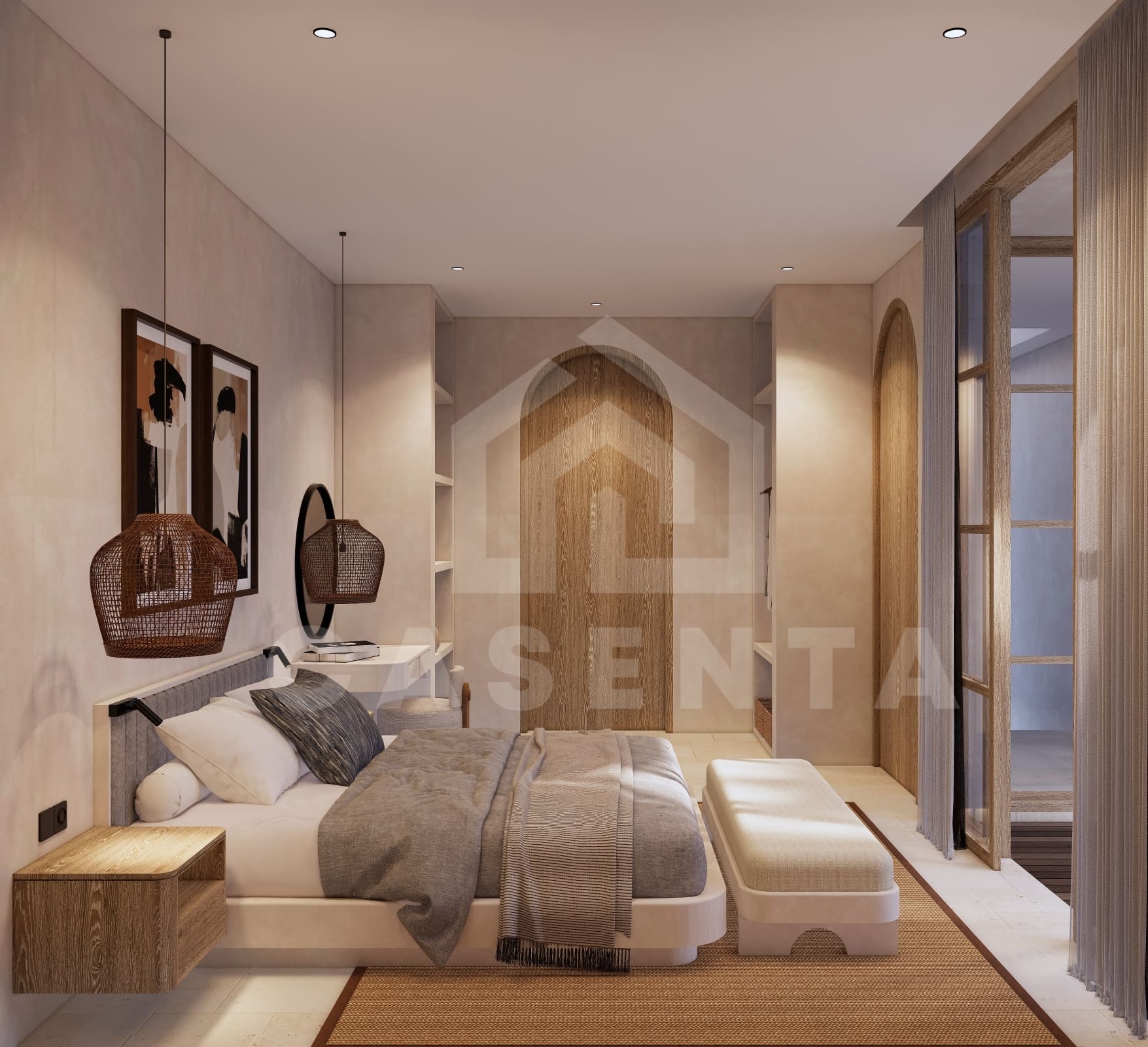 Modern bedroom in Mediterranean villa Uluwatu