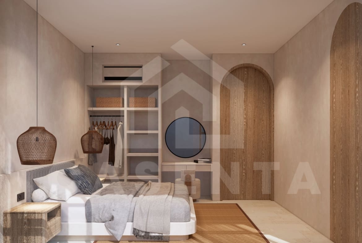 Modern bedroom design in Pecatu villa for sale