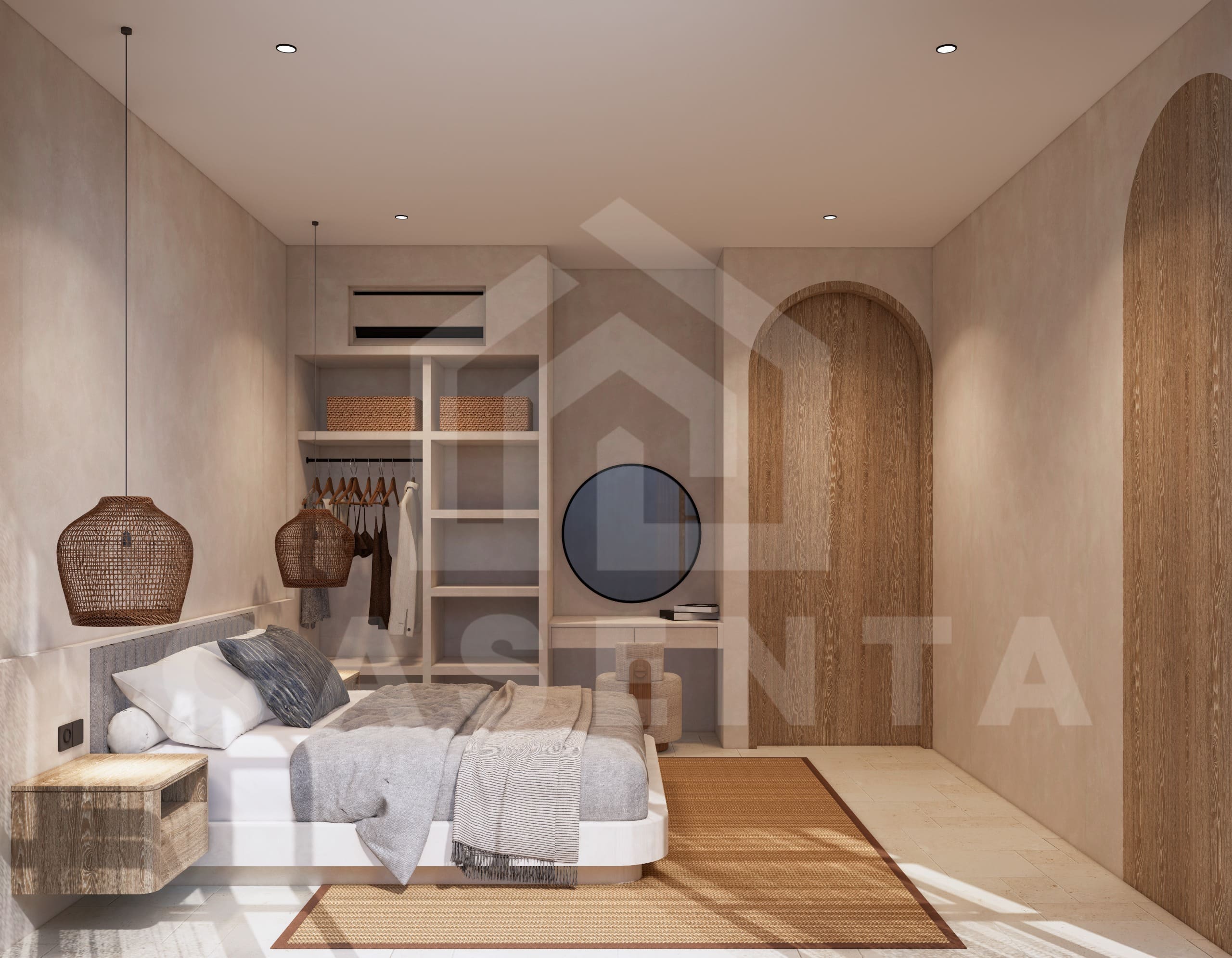 Modern bedroom design in Pecatu villa for sale