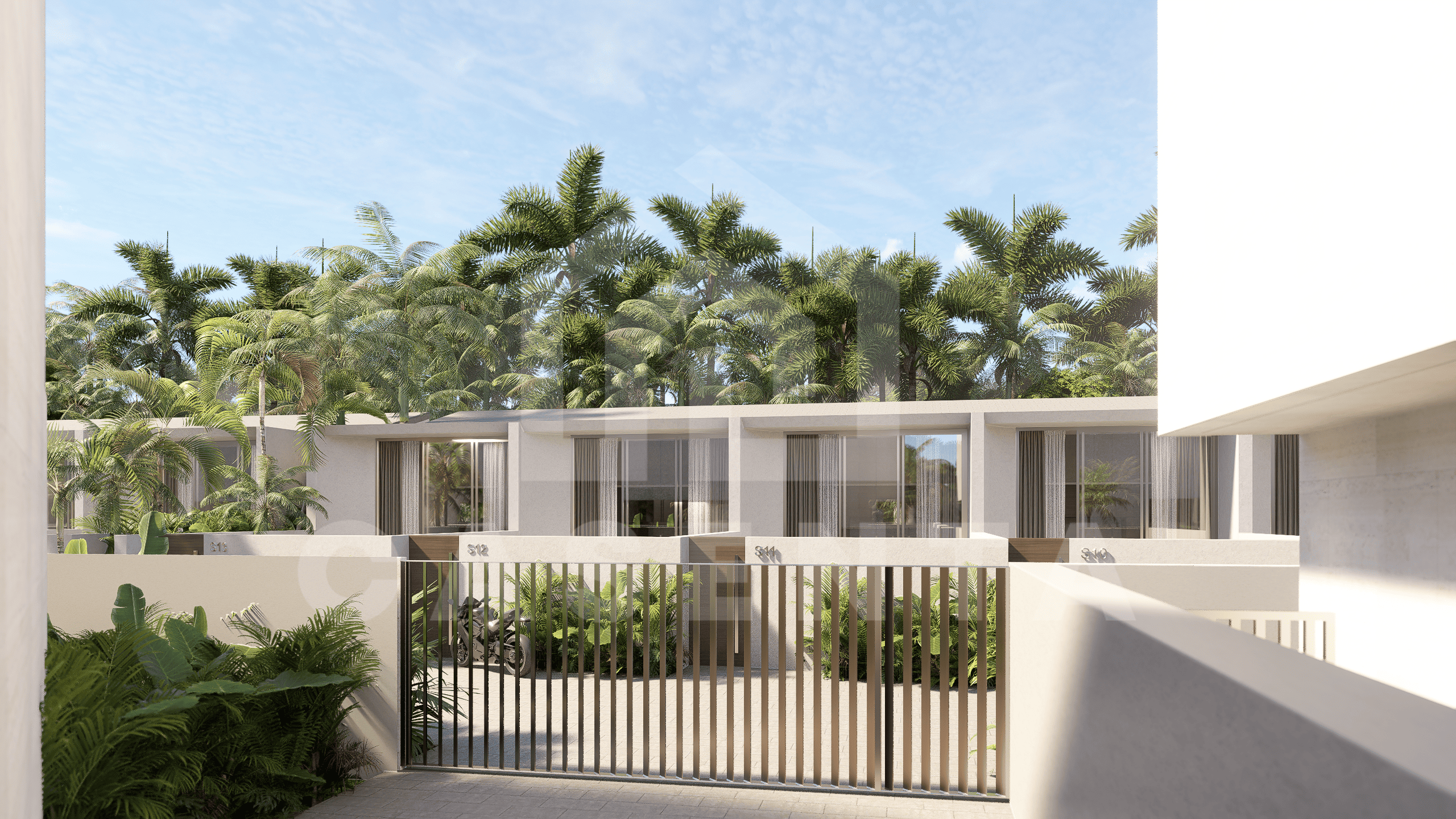 Gated villa complex with shared parking in Melasti Bukit