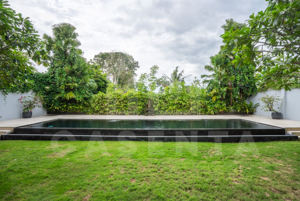 Private swimming pool and garden at modern Canggu villa