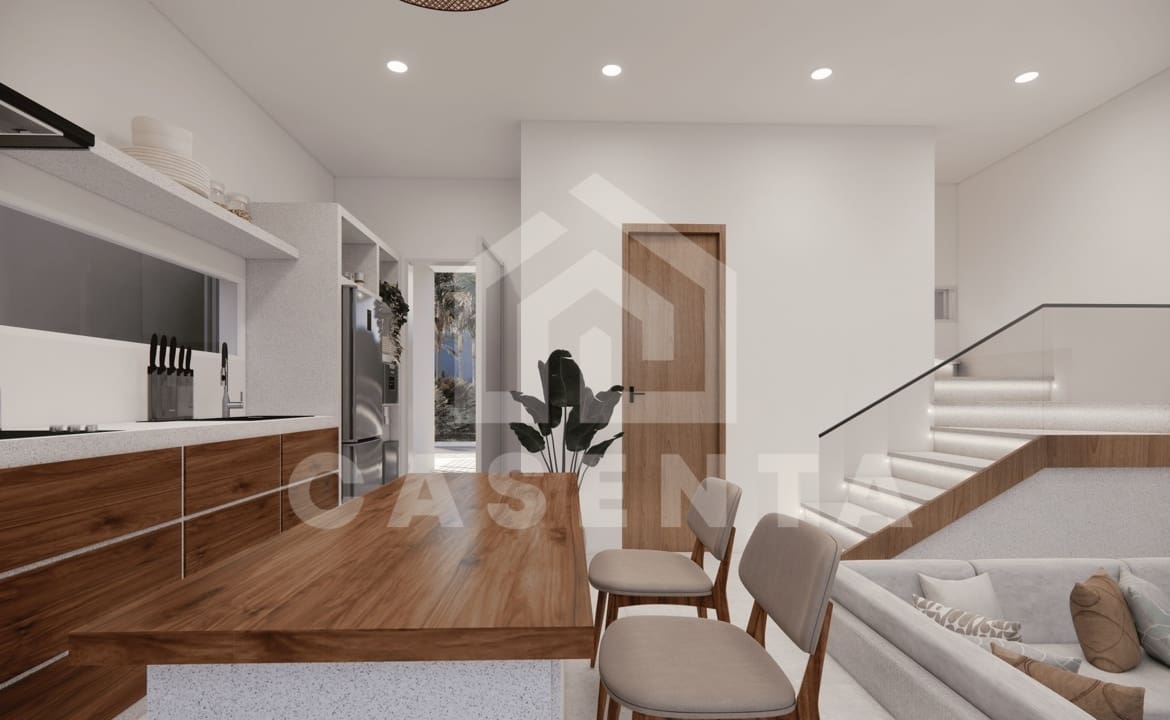 Open-plan kitchen with island seating and modern finishes