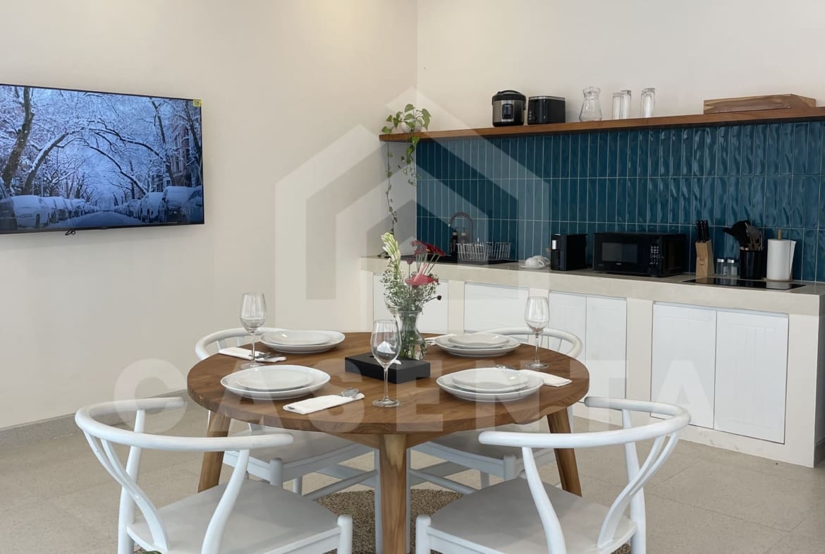 Dining area in modern Padonan Canggu villa